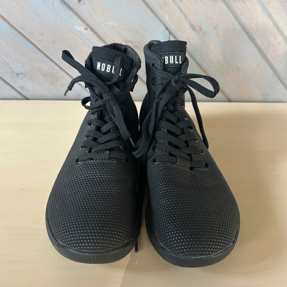 NOBULL Trainer Black SuperFabric Mens 6.5 Womens 8 Training Shoes insole removed